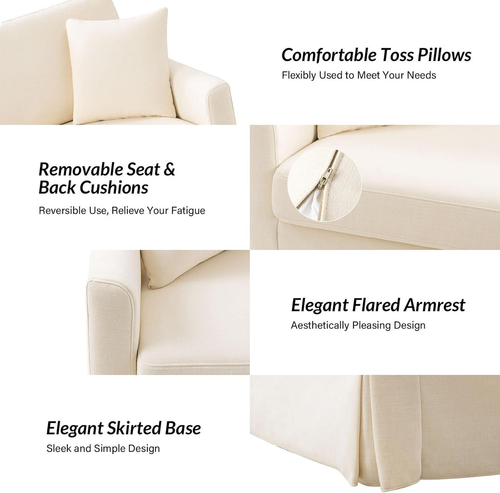 Farmhouse Slipcovered 3‑Seater Linen Sofa