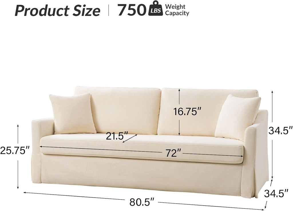 Farmhouse Slipcovered 3‑Seater Linen Sofa