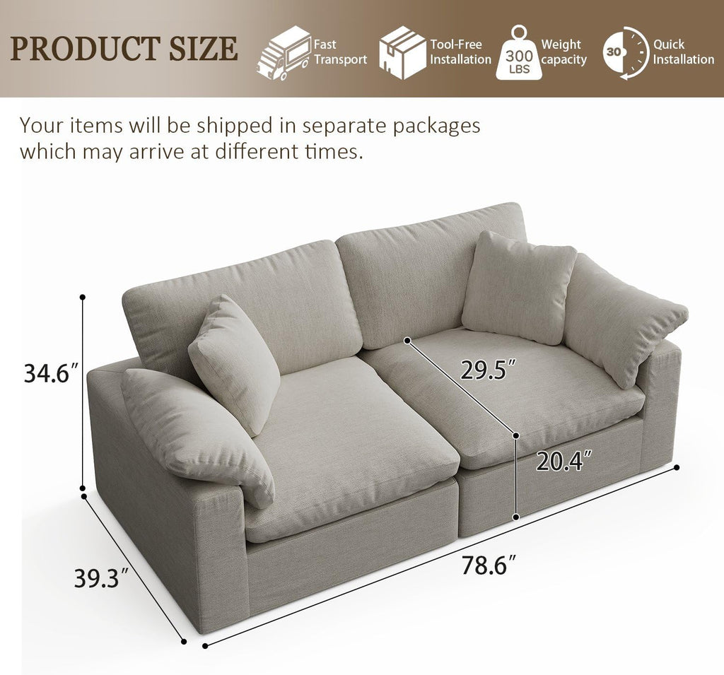 Beige Modular Cloud Down‑Filled Sofa