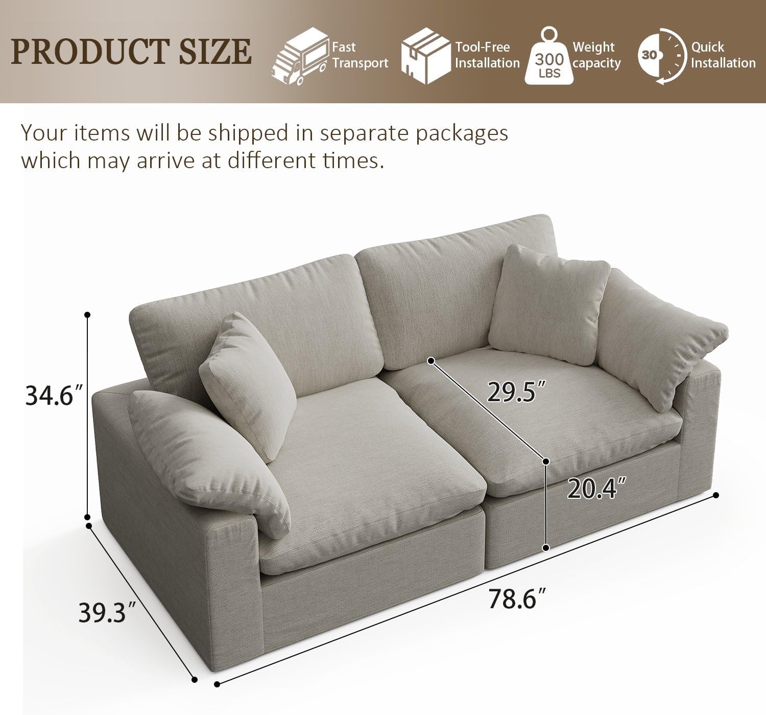 Beige Modular Cloud Down‑Filled Sofa
