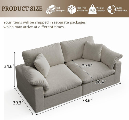 Beige Modular Cloud Down‑Filled Sofa