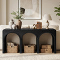 Arched Black Wood Entryway Console Table