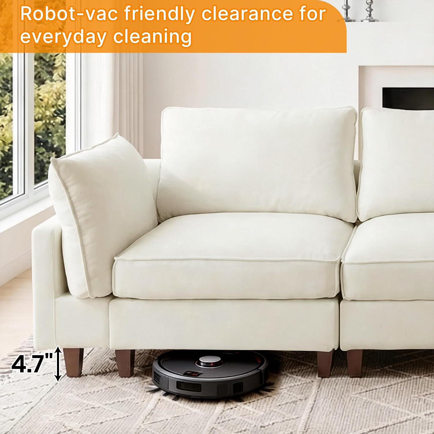 Beige Washable Modular Linen Sectional Sofa