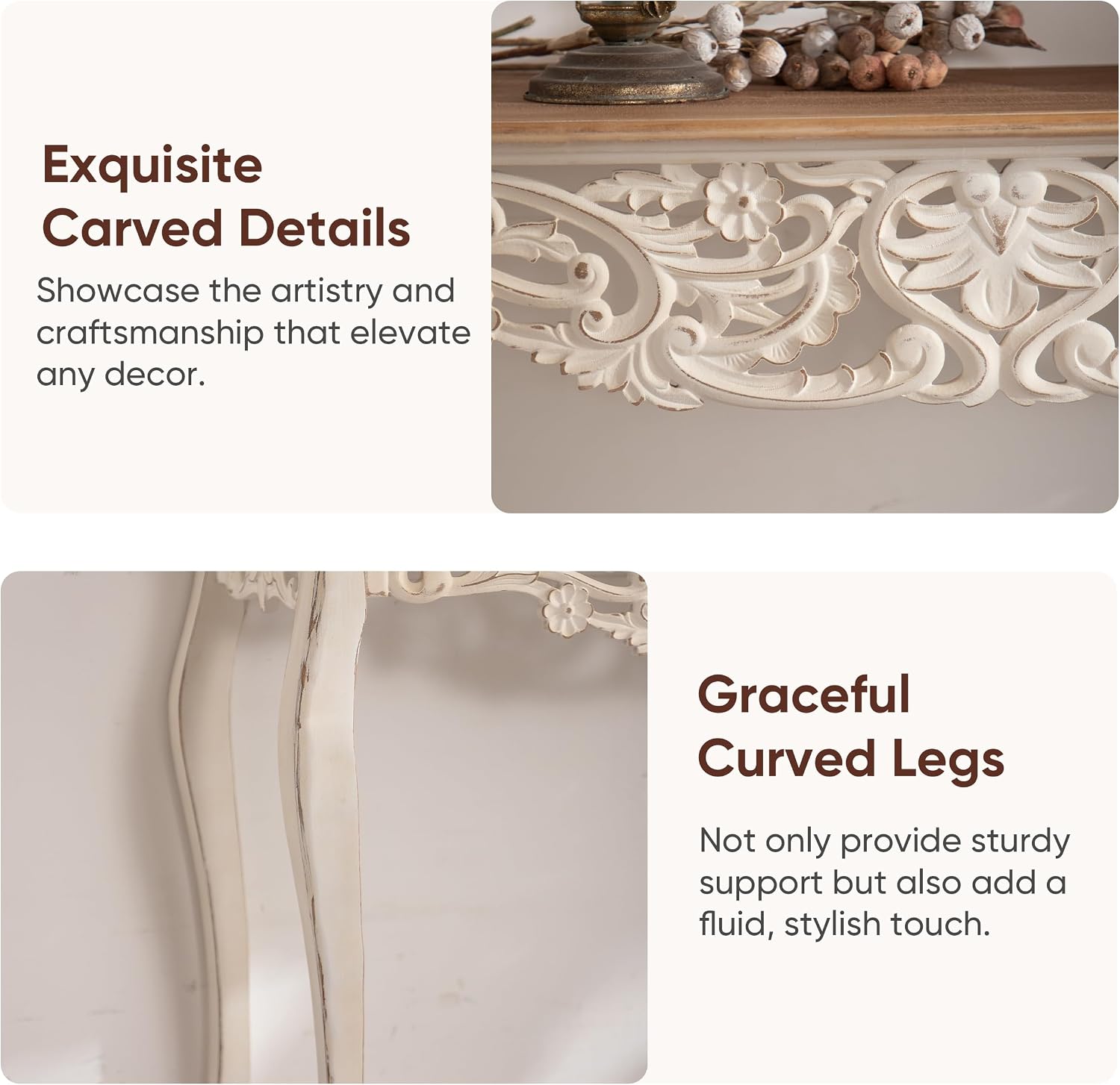 Carved Vintage Entryway Console Table