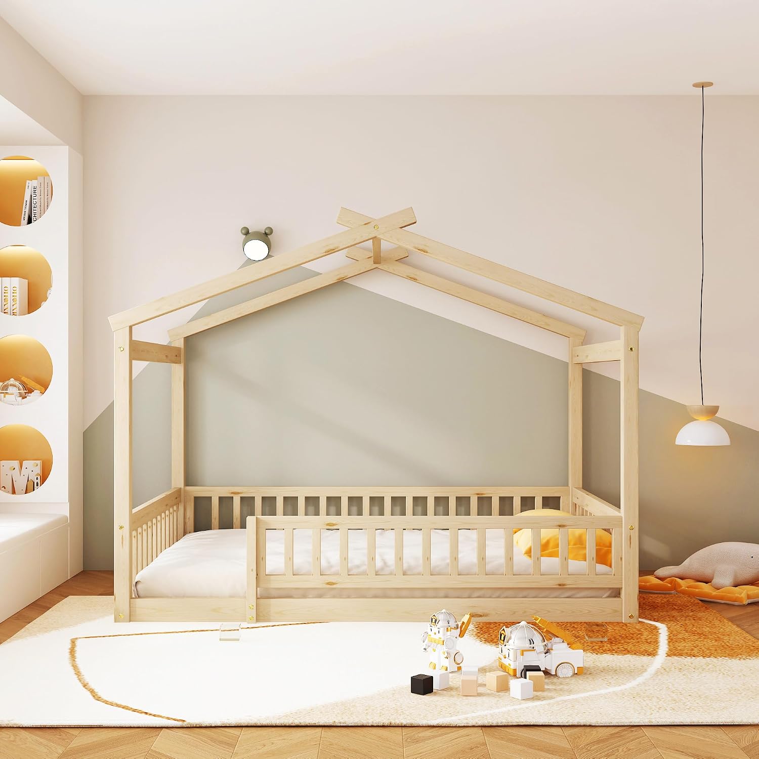 Full Montessori House Floor Bed with Door