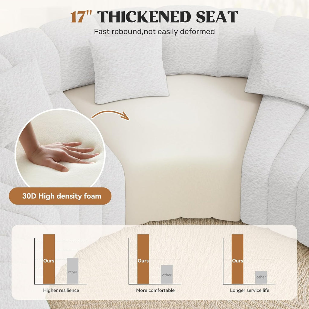 White Curved Compressed Cloud Sectional Sofa
