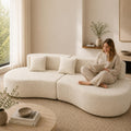 Cream Curved Modular 4‑Seater Sofa Bed