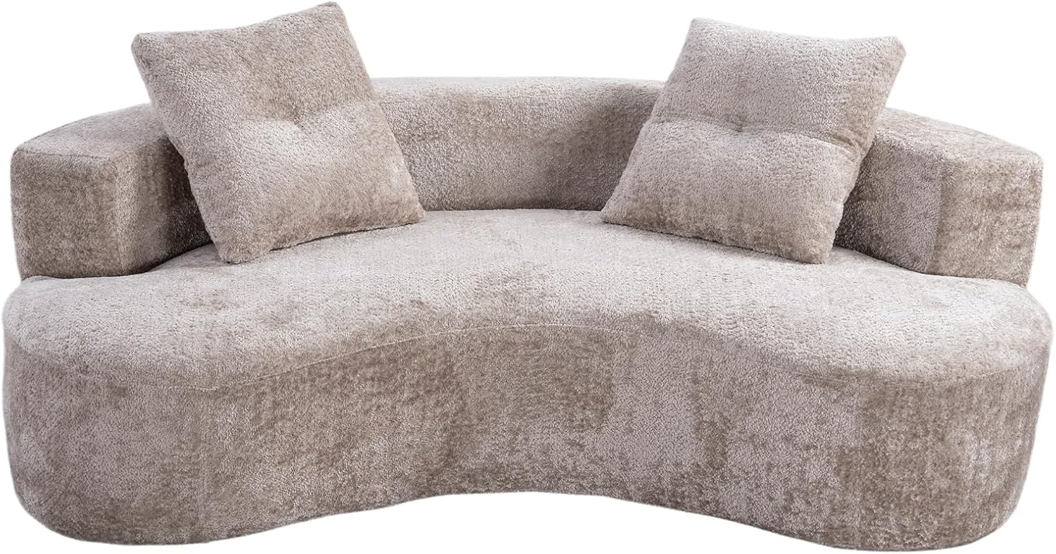 Camel Boucle Curved Modular Sofa