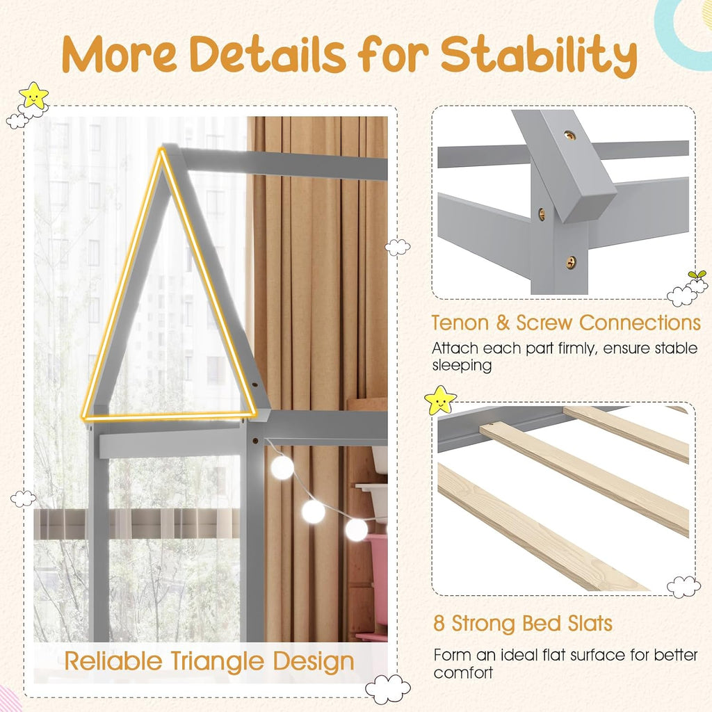 Twin Grey House‑Style Montessori Bed
