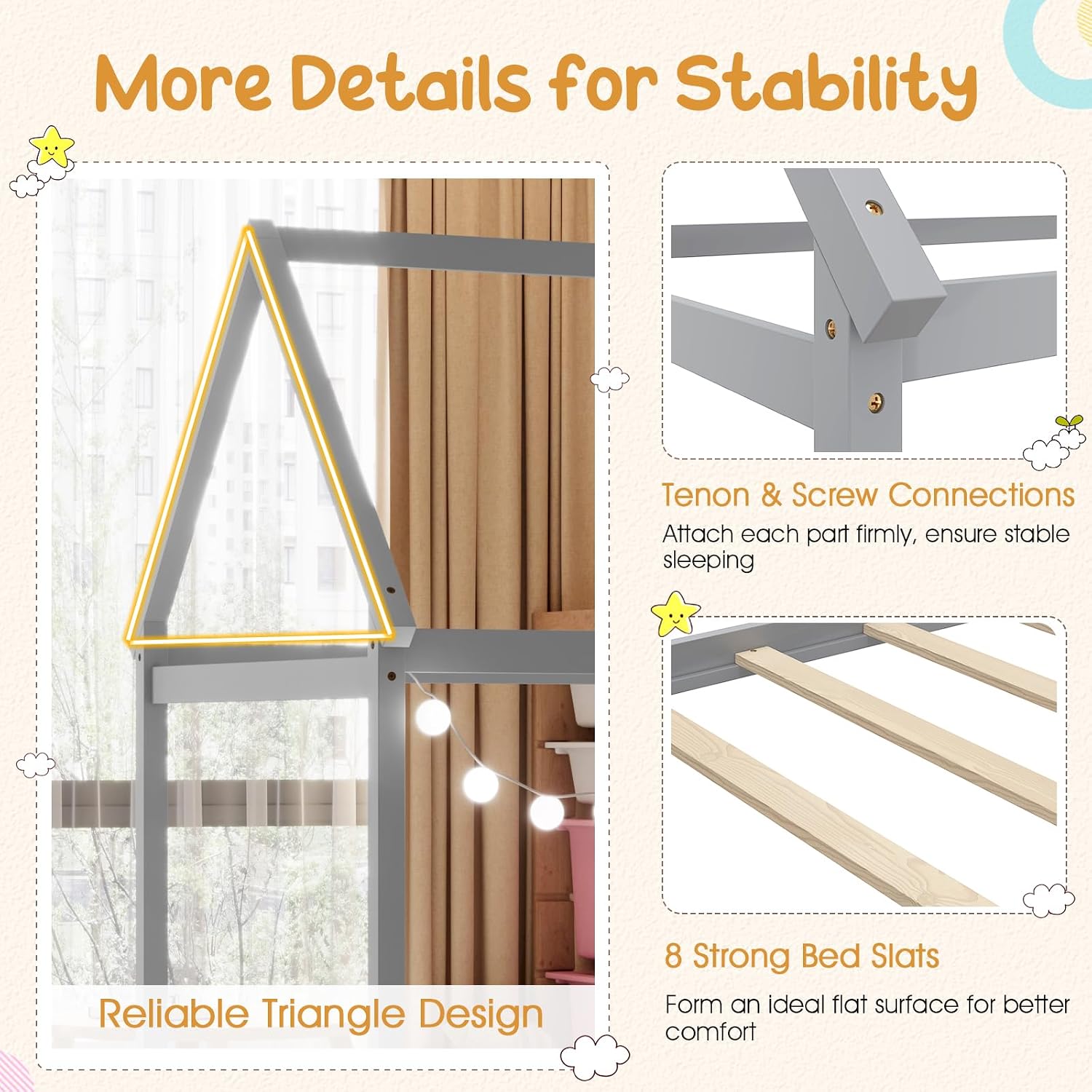 Twin Grey House‑Style Montessori Bed