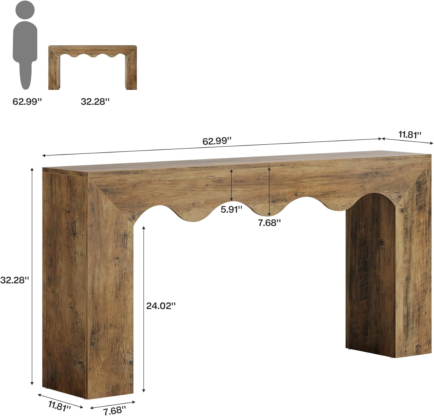 Farmhouse Wooden Console Table with Storage