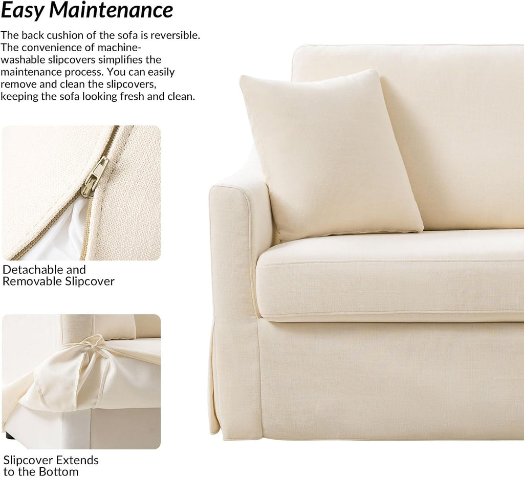 Farmhouse Slipcovered 3‑Seater Linen Sofa