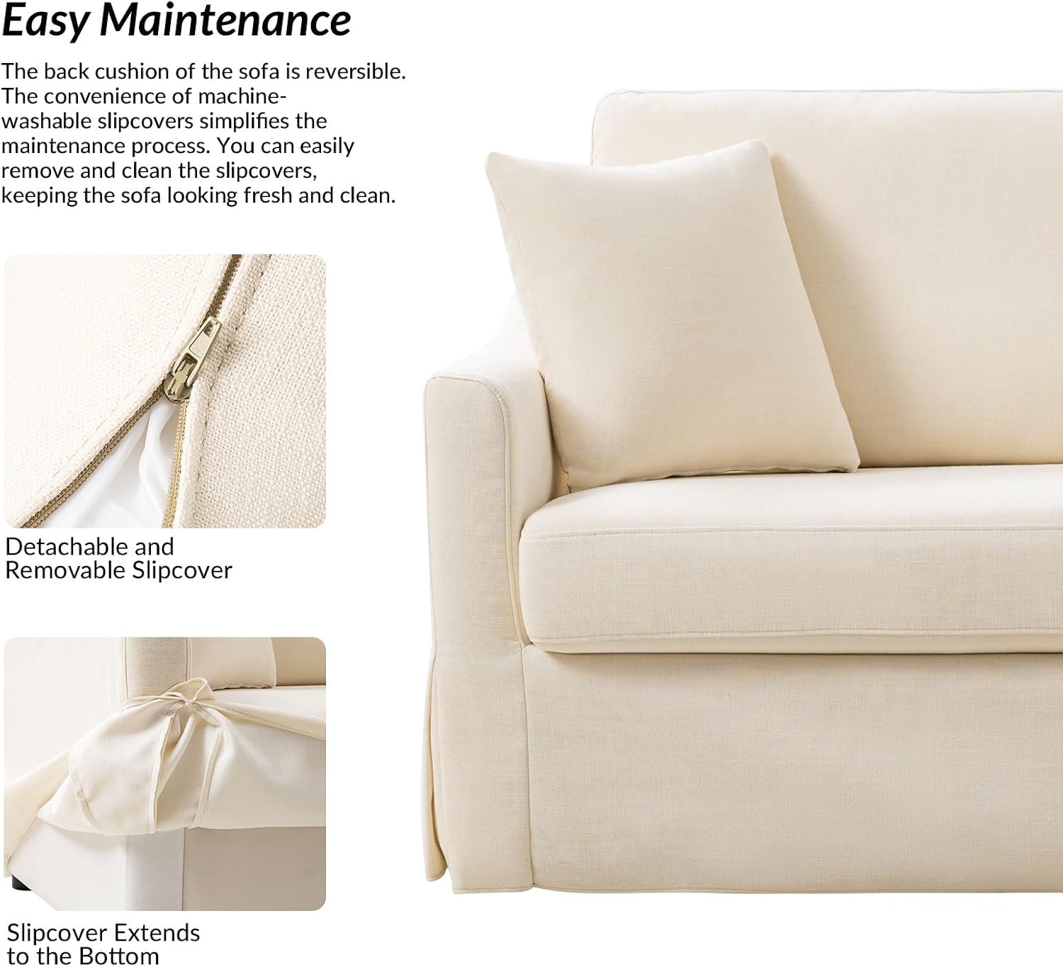 Farmhouse Slipcovered 3‑Seater Linen Sofa