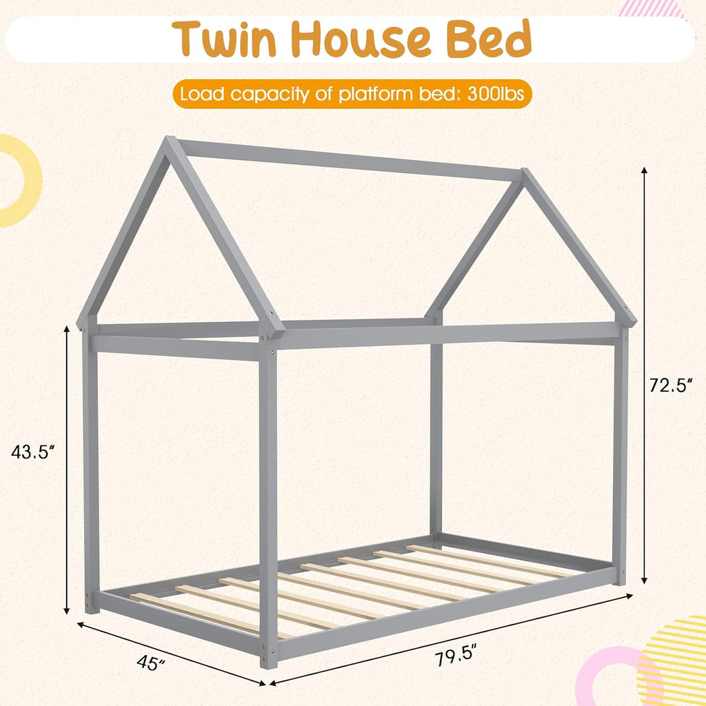 Twin Grey House‑Style Montessori Bed