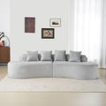 Grey Plush Curved Modular Sectional Sofa