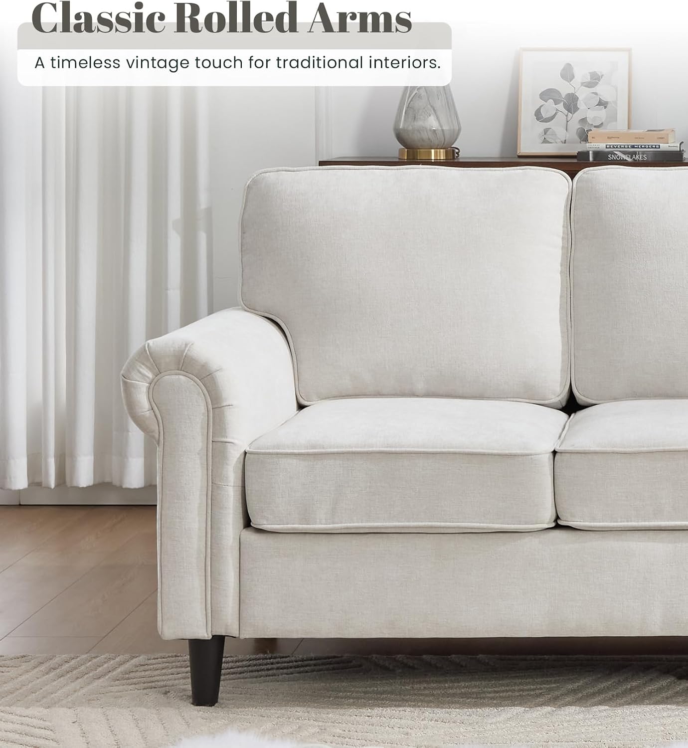 Beige Mid‑Century Modern 3‑Seater Sofa