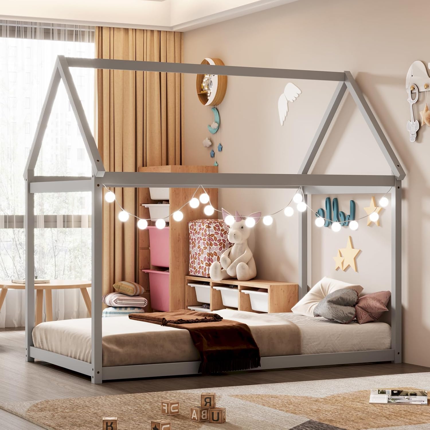 Twin Grey House‑Style Montessori Bed