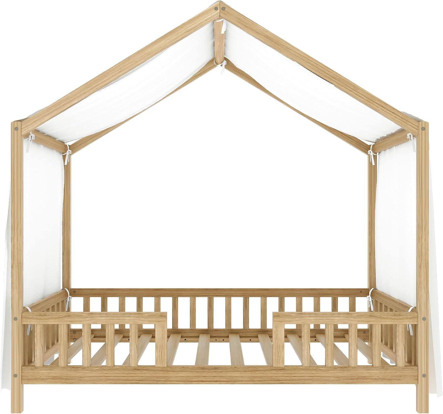 Twin Montessori Canopy House Bed, Natural