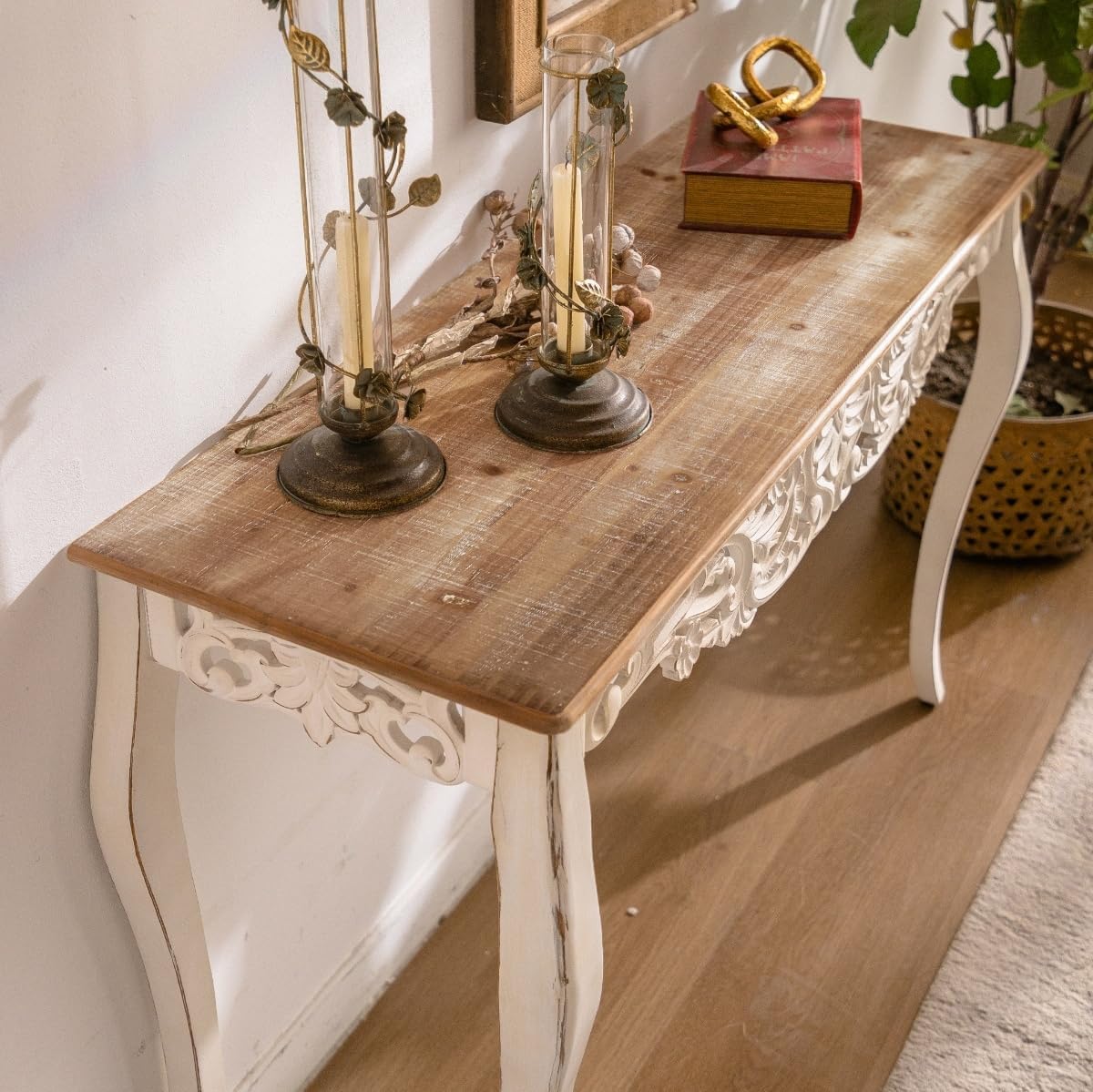 Carved Vintage Entryway Console Table