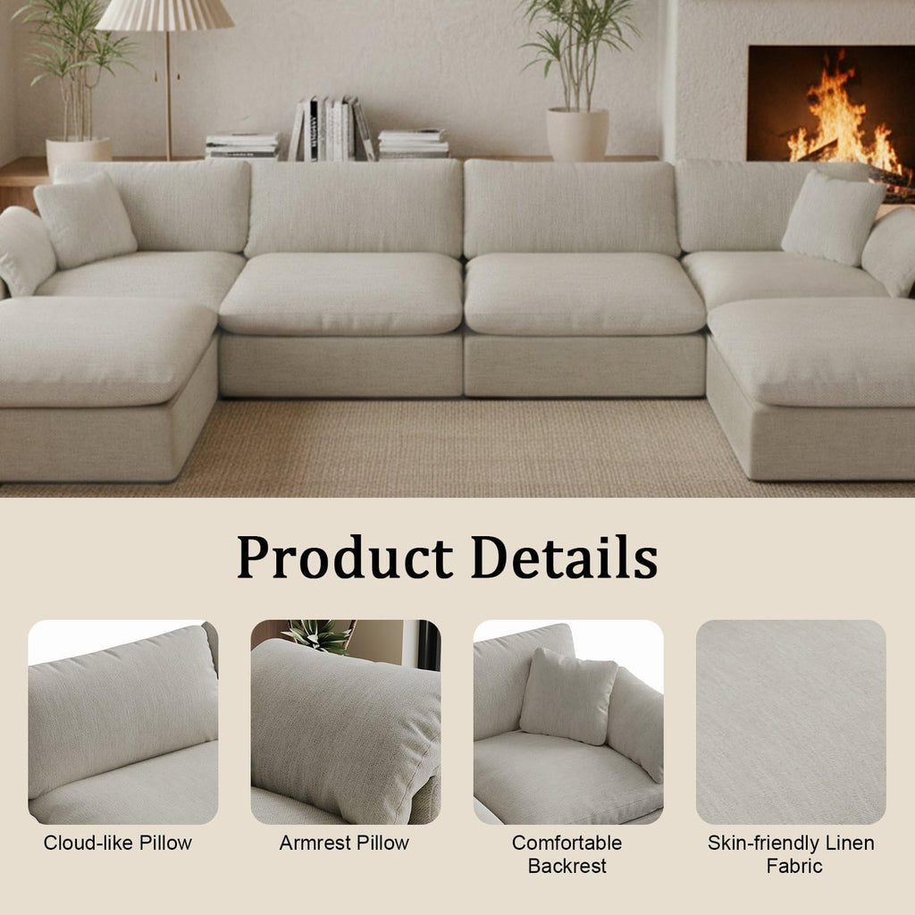 Beige Modular Cloud Down‑Filled Sofa