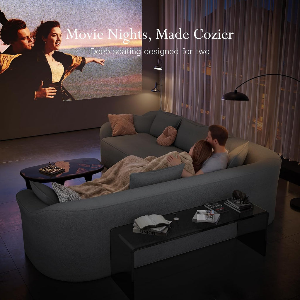 Dark‑Gray Curved Modular Cloud Sectional Sofa