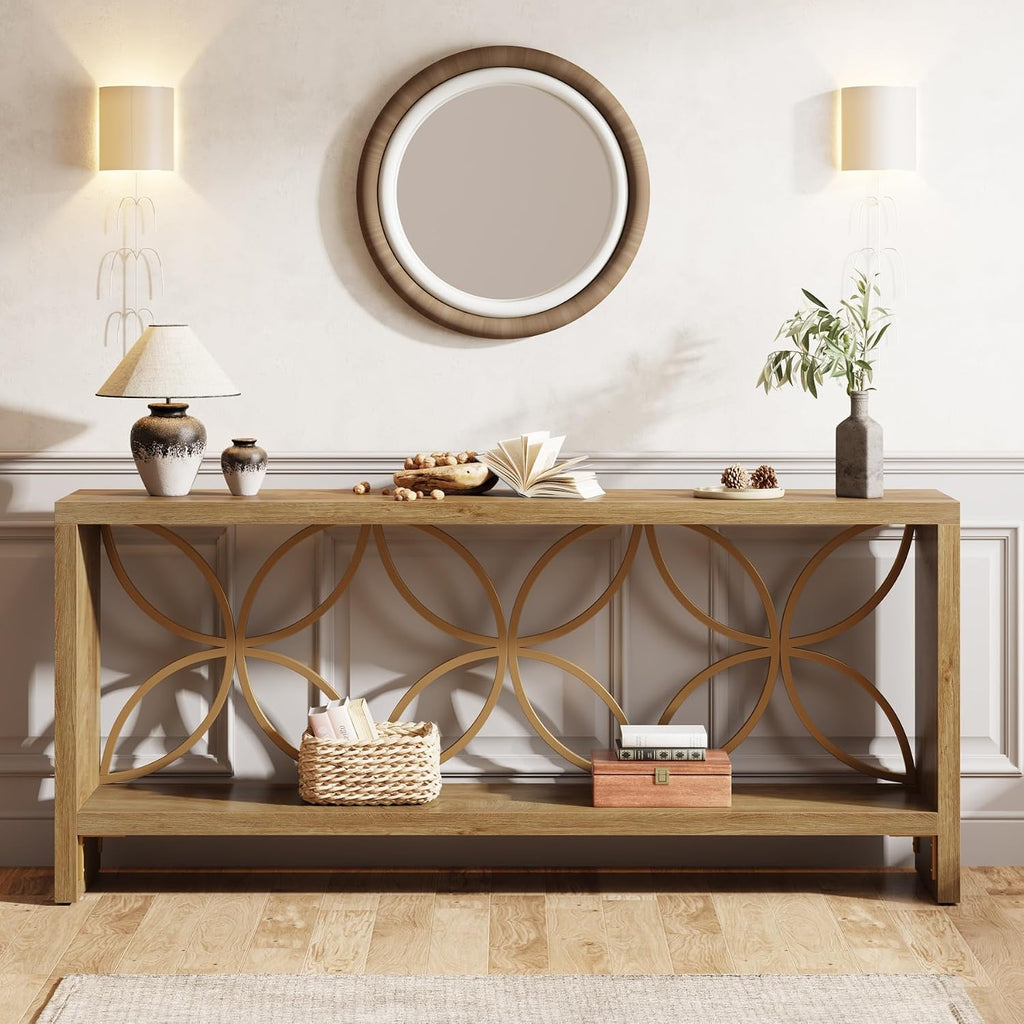 Farmhouse Narrow Storage Console Table