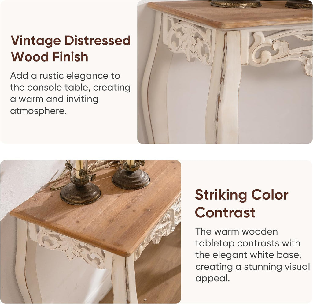 Carved Vintage Entryway Console Table