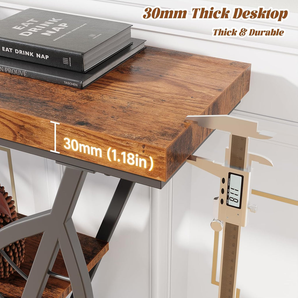 Leaf‑Design Rustic Entryway Console Table