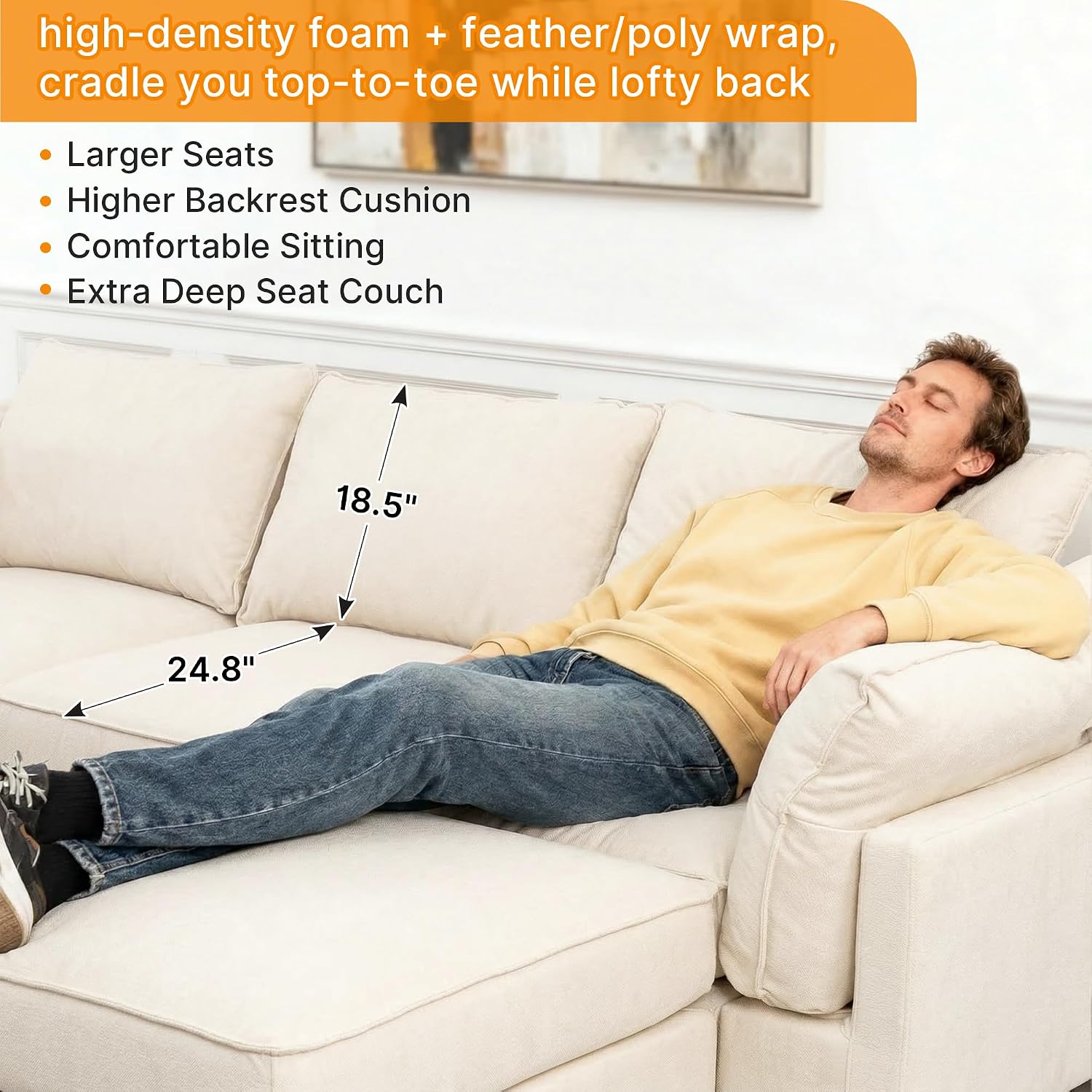 Beige Washable Modular Linen Sectional Sofa