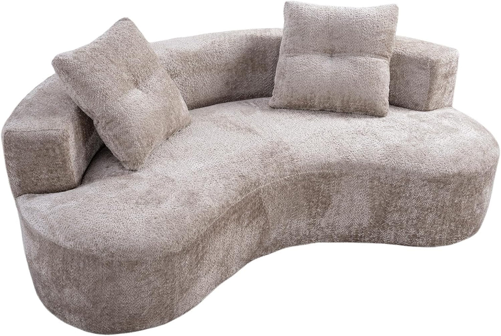 Camel Boucle Curved Modular Sofa