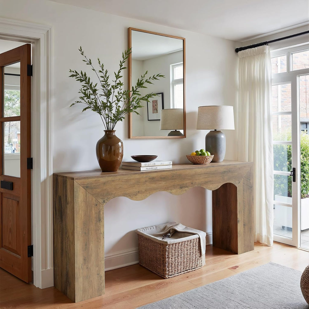 Farmhouse Wooden Console Table with Storage