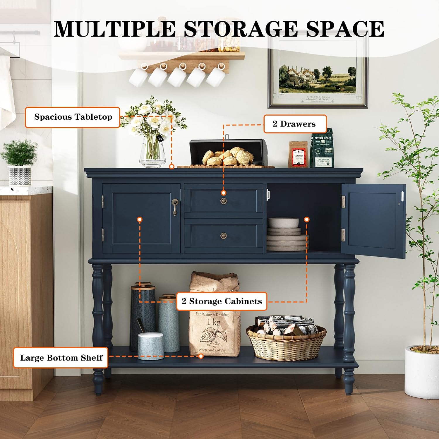 Retro Storage Console Table for Entryway