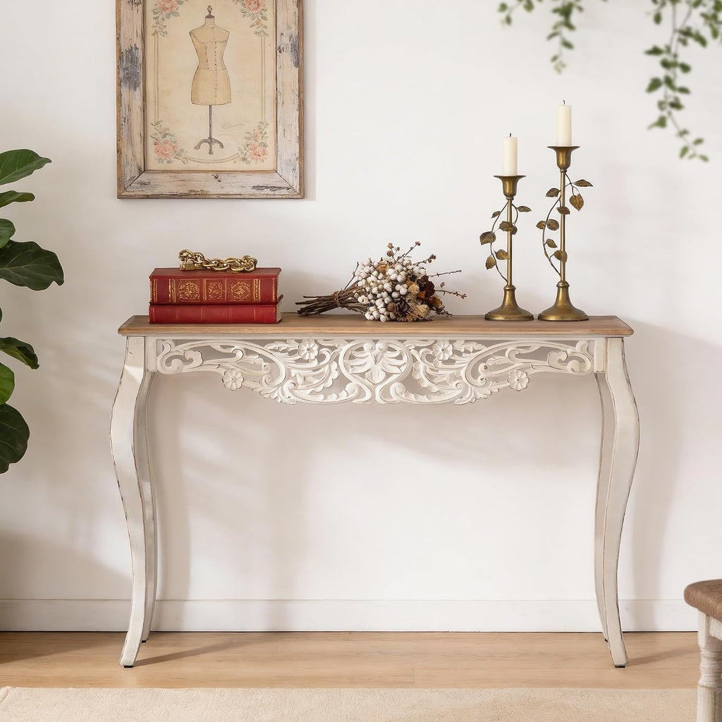 Carved Vintage Entryway Console Table