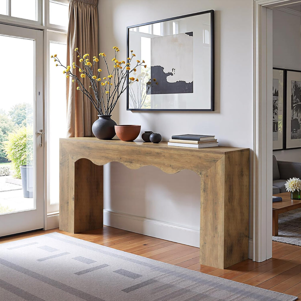Farmhouse Wooden Console Table with Storage