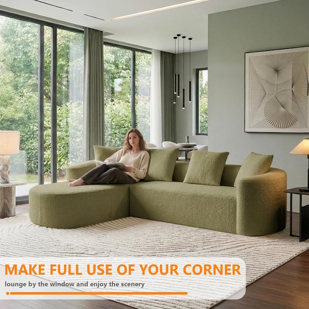 Green Curved Modular Cloud Sectional Sofa