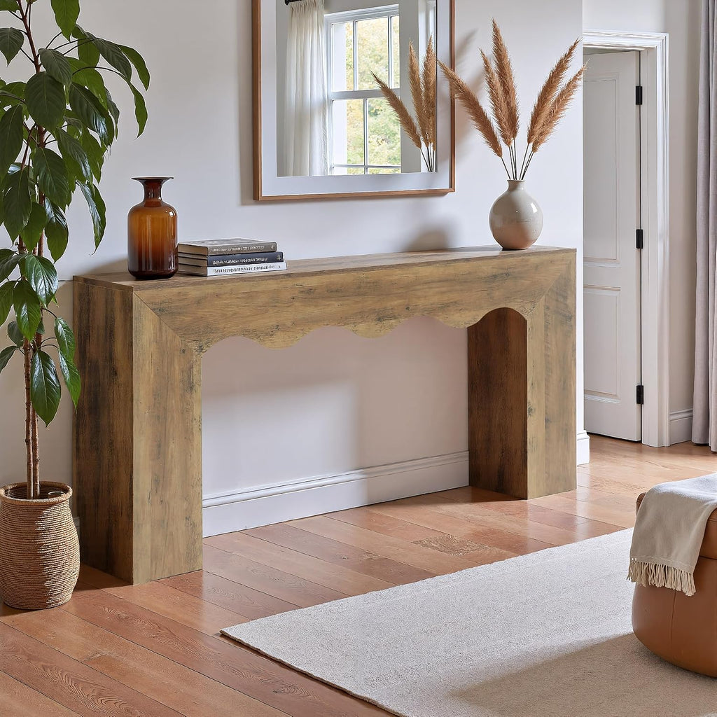 Farmhouse Wooden Console Table with Storage