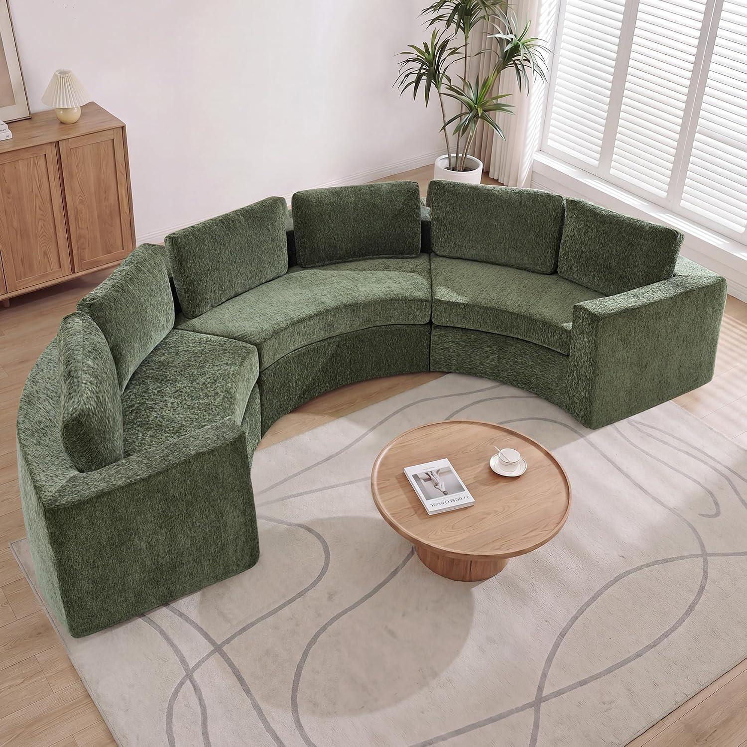 Green Curved Modular 6‑Seater Sofa