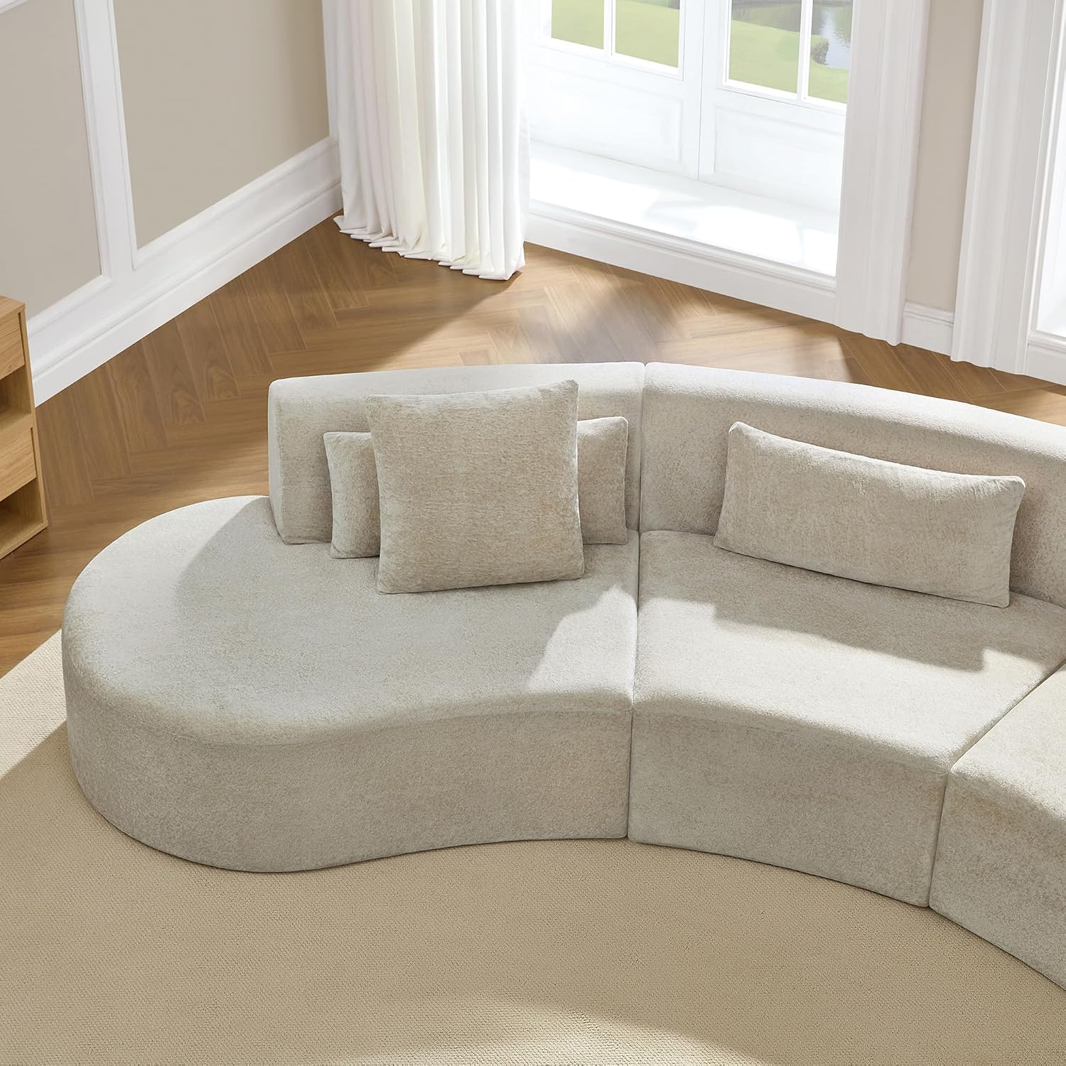Gray Curved Modular Cloud Sectional Sofa
