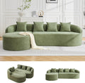 Green Curved L‑Shaped Cloud Sectional Sofa