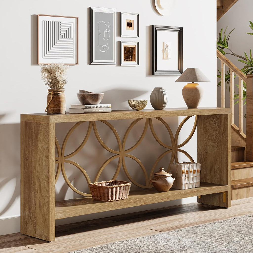 Farmhouse Narrow Storage Console Table