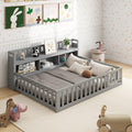 Montessori Floor Bed with Bookcase, Grey