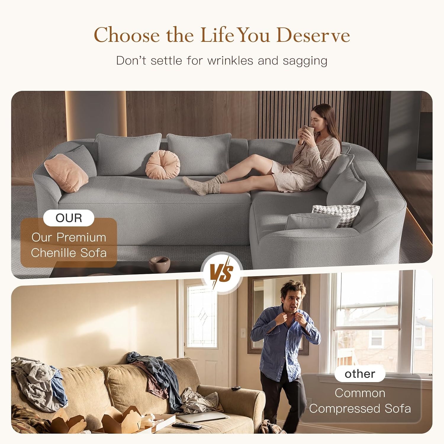 Dark‑Gray Curved Modular Cloud Sectional Sofa