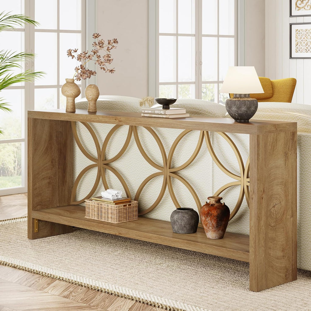 Farmhouse Narrow Storage Console Table