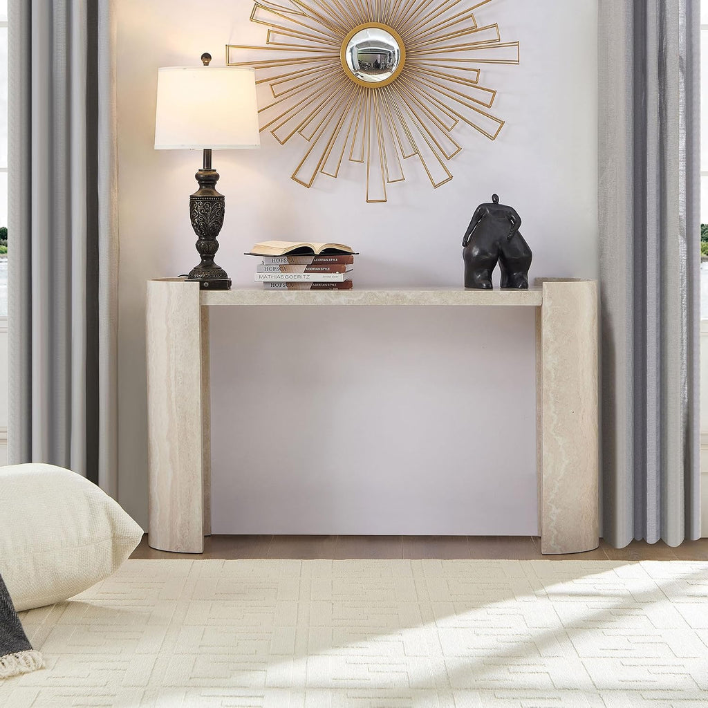 Faux‑Marble Modern Entryway Console Table