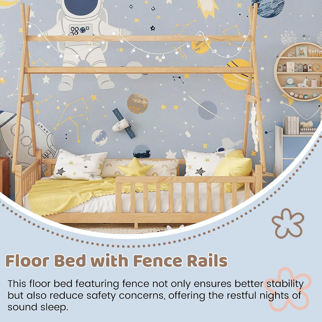 Twin Natural Lighted House Montessori Bed