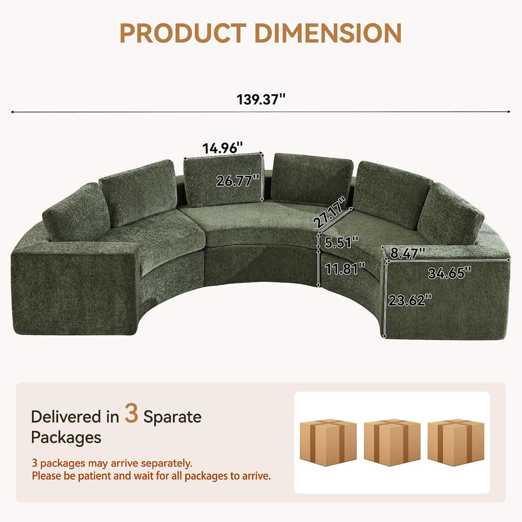 Green Curved Modular 6‑Seater Sofa