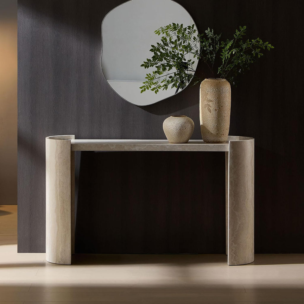 Faux‑Marble Modern Entryway Console Table