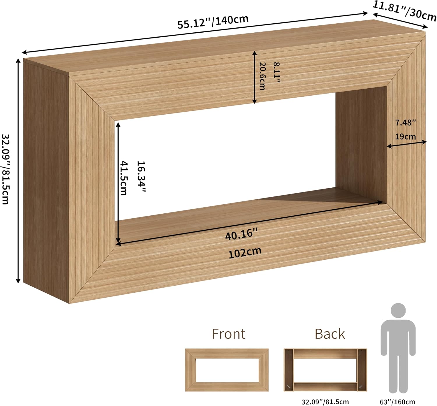 Farmhouse Storage Console Table, Natural