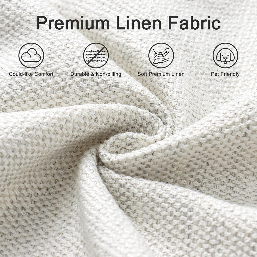 White Linen Oversized Deep‑Seat Sofa