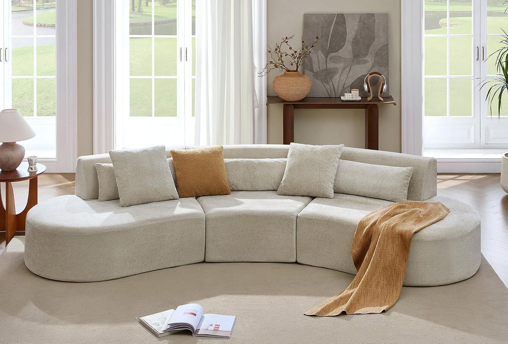 Gray Curved Modular Cloud Sectional Sofa